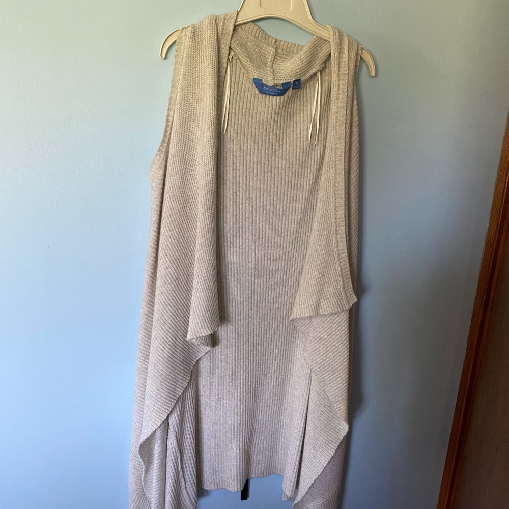 Simply Vera Ivory sweater vest black ribbon tie casual comfortable NWOT